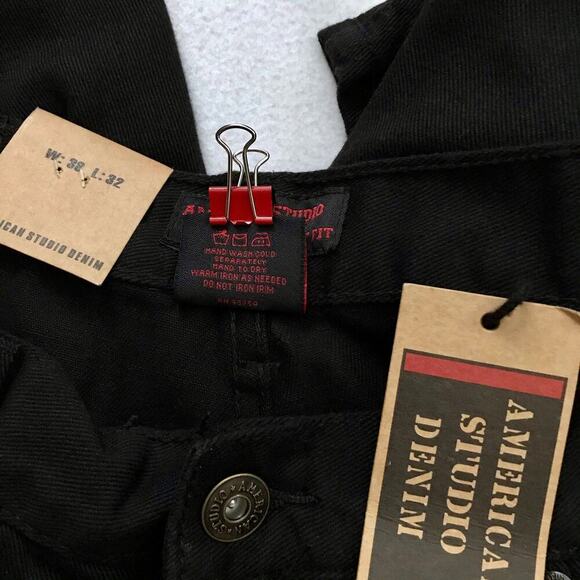 American Studio NWT Black Wash Straight Fit Jeans Men Various - Picture 8 of 8